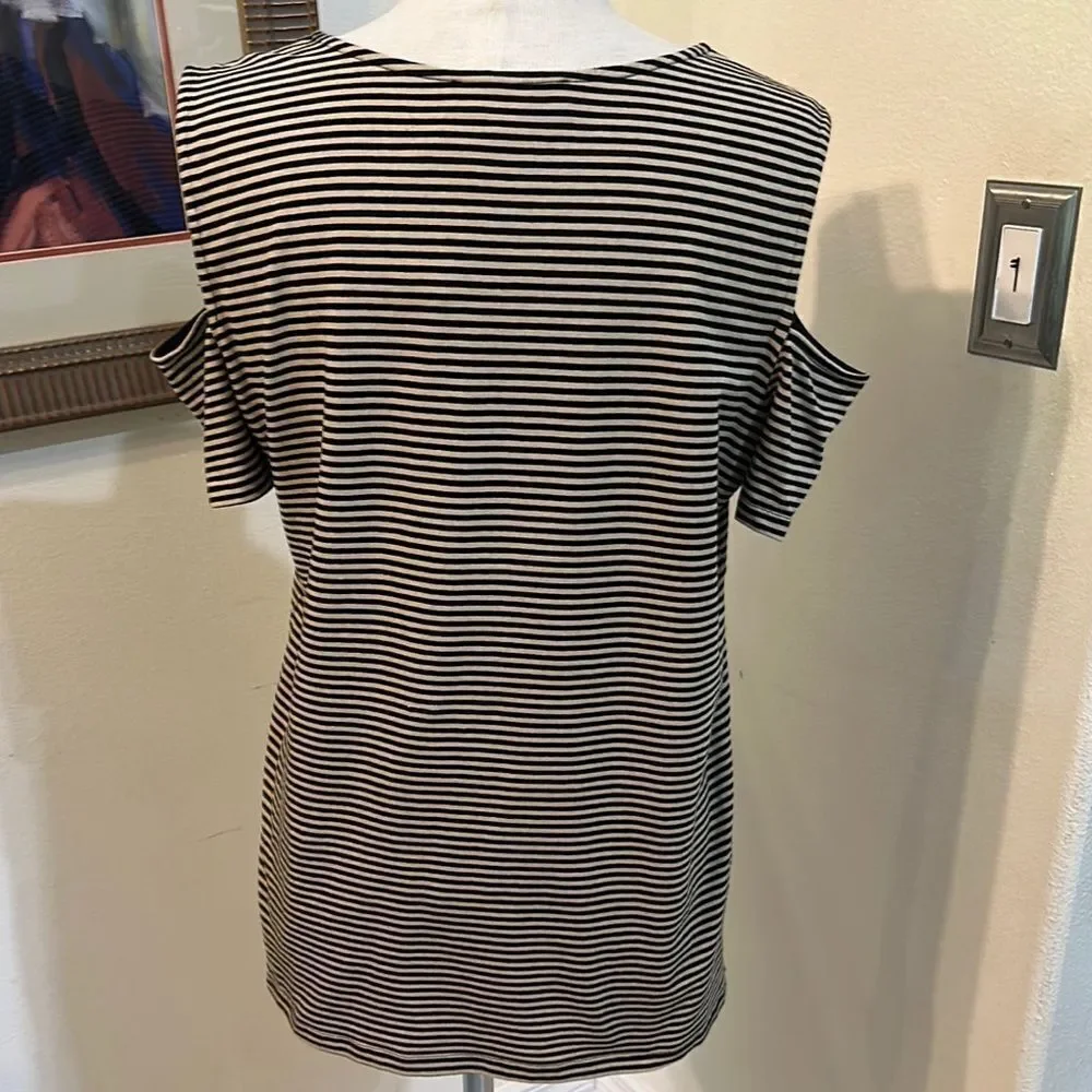 Michael Kors Striped Open Shoulder Women's Top Size XL